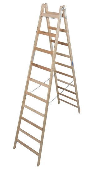 Stabilo® Professional Sprossen-DoppelLeiter - Holz - Arbeitshöhe 4.05 m - 2 x 10 Sprossen