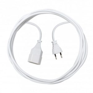 Verlängerungskabel 2-polig IP20, Stecker & Kupplung T11 - Länge 2 m / 2 x 1.0 mm² / 230 V / 10 A - weiss - VE = 5 Stück