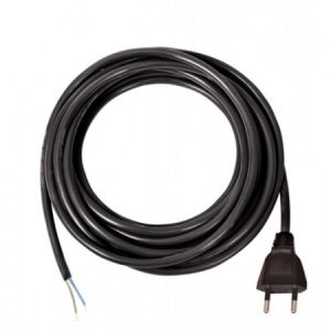 Anschlusskabel Gummi-Neopren mit Stecker 2-polig, IP20, 5 m, 2x1.0 mm², 230V, schwarz, VE = 2 Stück
