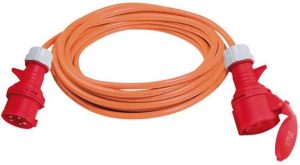 Verlängerungskabel 10 m, Bremaxx, CEE-Stecker, CEE-Kupplung, 5-polig, IP44 - 5 x 1.5 mm² - 400 V/16 A - orange