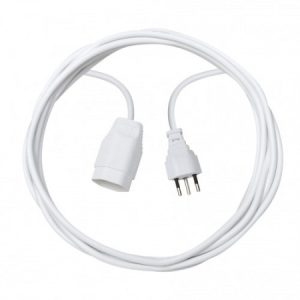 Verlängerungskabel 3-polig IP20, Stecker T12, Kupplung T13 - Länge 1 m / 3 x 1.0 mm² / 230 V / 10 A - weiss - VE = 5 Stück
