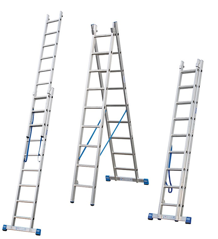 Stabilo® Professional Sprossen-MehrzweckLeiter, zweiteilig - Alu - Arbeitshöhen 3.60 m bis 5.25 m - 2 x 9 Sprossen – Bild 2