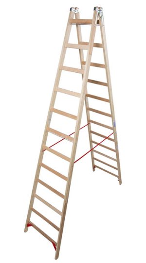Stabilo® Professional Sprossen-DoppelLeiter - Holz - Arbeitshöhe 4.55 m - 2 x 12 Sprossen