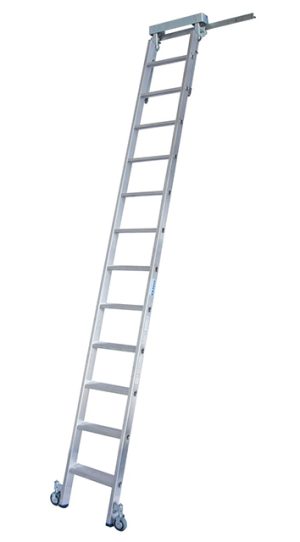 Stabilo® Professional Stufen-RegalLeiter T-Schienenanlage - Alu - Arbeitshöhe 4.10 m - 1 x 12 Stufen