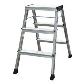 Monto® Rolly® Doppel-KlappTritt, Aluminium - Arbeitshöhe 2.65 m - 2 x 3 Stufen