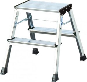 Monto® Rolly® Doppel-KlappTritt, Aluminium - Arbeitshöhe 2.45 m - 2 x 2 Stufen