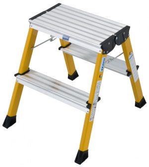 Monto® Rolly® Doppel-KlappTritt, Gelb - Arbeitshöhe 2.45 m - 2 x 2 Stufen