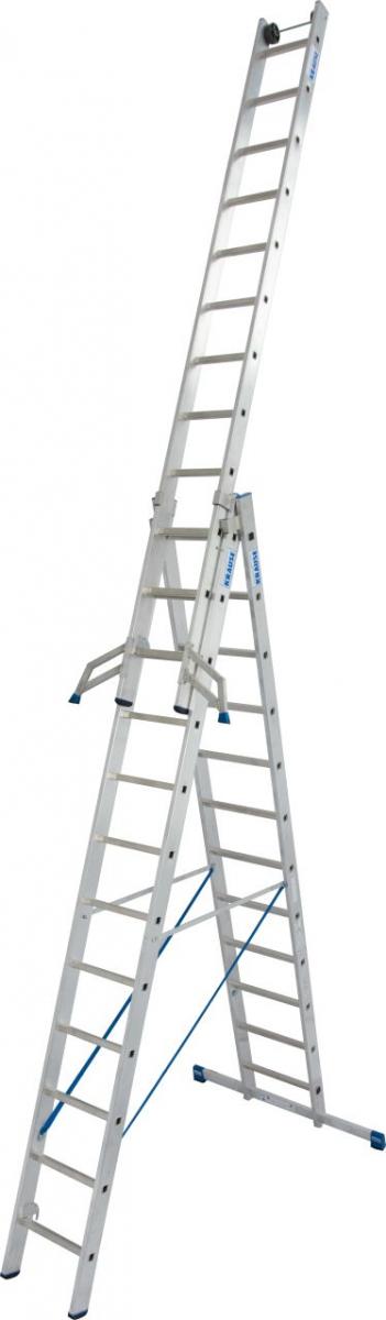 Stabilo® Sprossen-VielzweckLeiter, mit Wandlaufrollen, dreiteilig - Alu - Arbeitshöhen 4.40 m bis 9.30 m - 3 x 12 Sprossen