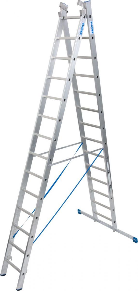Stabilo® Sprossen-VielzweckLeiter, mit Wandlaufrollen, dreiteilig - Alu - Arbeitshöhen 4.95 m bis 10.95 m - 3 x 14 Sprossen – Bild 4