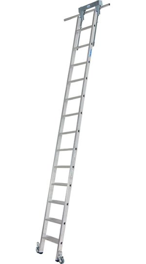 Stabilo® Professional Stufen-RegalLeiter Rundrohr-Schienenanlage - Alu - Arbeitshöhe 4.30 m - 1 x 13 Stufen