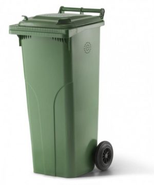 140 Liter Kompostbehälter grün mit Deckel & Rädern