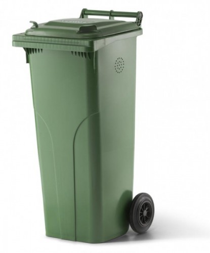 140 Liter Kompostbehälter grün mit Deckel & Rädern