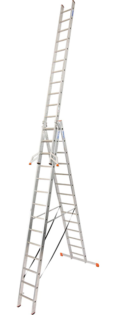 Monto® Tribilo® Sprossen-VielzweckLeiter, dreiteilig - Alu - Arbeitshöhen 5.00 m bis 10.95 m - 3 x 14 Sprossen