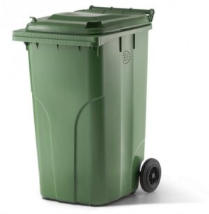 240 Liter Kompostbehälter grün mit Deckel & Rädern