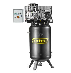 Fortec® AIR-270V/830 Kolbenkompressor stationär, 270 L Tank, autom. Kondensat-Ablassventil, Schaltkasten, Ansaugleistung 830 l/min, Druck 10 bar, Leistung 5500W, 400V