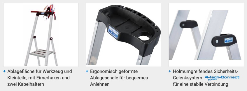 Monto® Sepuro® Stufen-StehLeiter - Alu - Arbeitshöhe 2.40 m - 1 x 2 Stufen – Bild 3