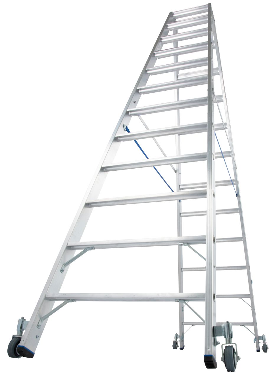 Stabilo® Professional Stufen-DoppelLeiter, fahrbar - Alu - Arbeitshöhe 4.35 m - 2 x 12 Stufen