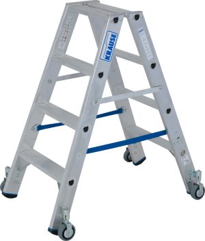 Stabilo® Professional Stufen-DoppelLeiter, fahrbar - Alu - Arbeitshöhe 2.50 m - 2 x 4 Stufen
