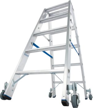 Stabilo® Professional Stufen-DoppelLeiter, fahrbar - Alu - Arbeitshöhe 2.70 m - 2 x 5 Stufen