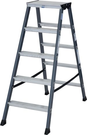 Monto® SePro D® Stufen-DoppelLeiter, eloxiert - Alu - Arbeitshöhe 2.65 m - 2 x 5 Stufen