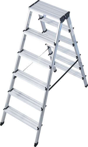 Monto® Dopplo® Stufen-DoppelLeiter - Alu - Arbeitshöhe 2.85 m - 2 x 6 Stufen