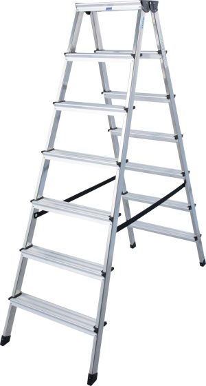 Monto® Dopplo® Stufen-DoppelLeiter - Alu - Arbeitshöhe 3.05 m - 2 x 7 Stufen