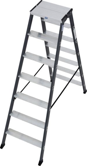 Monto® SePro D® Stufen-DoppelLeiter, eloxiert - Alu - Arbeitshöhe 3.05 m - 2 x 7 Stufen