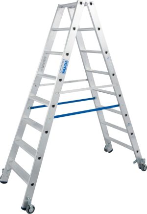 Stabilo® Professional Stufen-DoppelLeiter, fahrbar - Alu - Arbeitshöhe 3.40 m - 2 x 8 Stufen