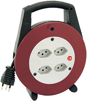 Kabelbox Vario-Line 4-fach, IP20, 4 Steckdosen - 20 m / 3 x 1.0 mm² / 230 V - bordeaux/lichtgrau/schwarz