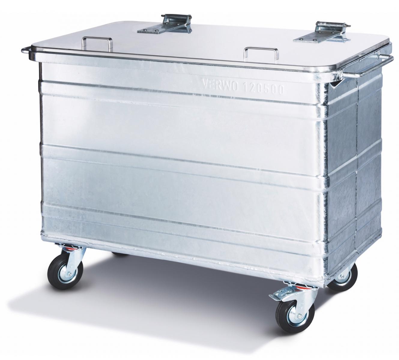 400 Liter Stahlcontainer, 4 Lenkrollen mit einer Bremse