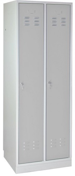 METEC Spind mit Sockel, 2 Abteile, HxBxT 1775x600x500mm Lichtgrau/Lichtgrau
