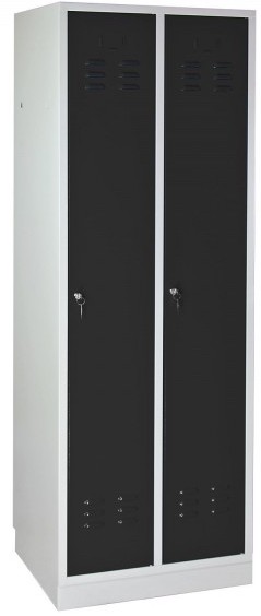 METEC Spind mit Sockel, 2 Abteile, HxBxT 1775x600x500mm Lichtgrau/Anthrazit