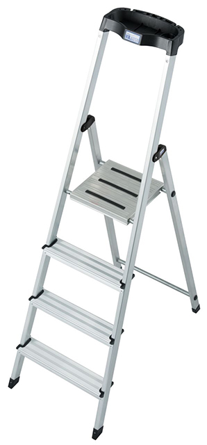 Monto® Safety® Stufen-StehLeiter - Alu - Arbeitshöhe 2.85 m - 1 x 4 Stufen