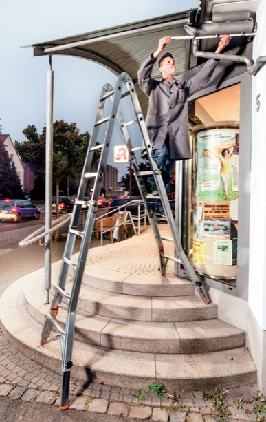 Monto TeleVario Alu-Gelenk-Teleskopleiter mit 4 Holmverlängerungen – Arbeitshöhe 3.00–5.00 m – 4x4 Sprossen – Bild 4