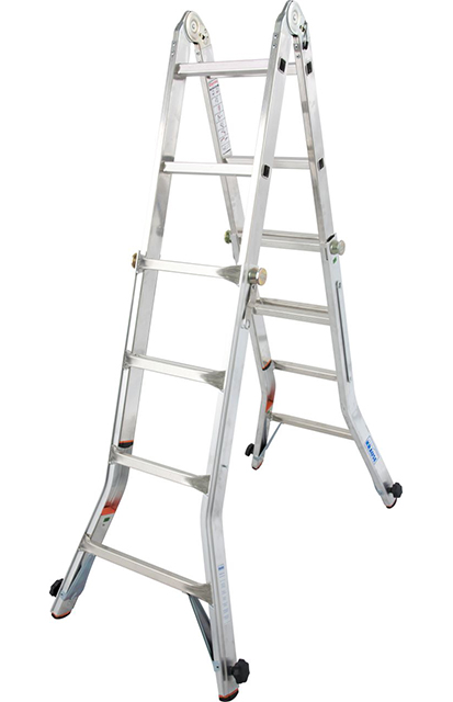 Monto TeleVario Alu-Gelenk-Teleskopleiter mit 4 Holmverlängerungen – Arbeitshöhe 3.00–5.00 m – 4x4 Sprossen – Bild 2