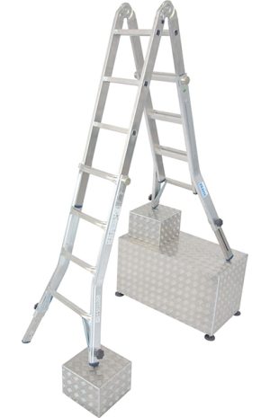 Stabilo® Professional Sprossen-Gelenk-TeleskopLeiter mit 4 Holmverlängerungen - Alu - Arbeitshöhen 3.00 m bis 5.00 m - 4 x 4 Sprossen