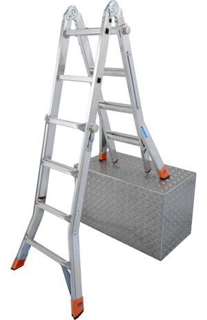 Monto® TeleMatic® Sprossen-Gelenk-TeleskopLeiter - Alu - Arbeitshöhen 3.00 m bis 5.00 m - 4 x 4 Sprossen