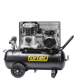 Fortec® AIR-50/420 Kolbenkompressor mobil, 50 L Tank, Wasserabscheider, Keilriemenantrieb, Ansaugleistung 420 l/min, Druck 10 bar, Leistung 2200W, 230V