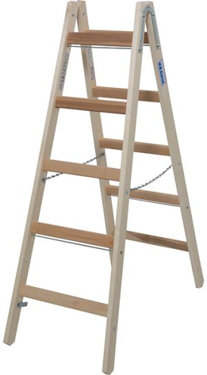 Stabilo® Professional Sprossen-DoppelLeiter - Holz - Arbeitshöhe 2.75 m - 2 x 5 Sprossen