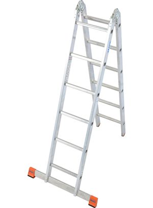Monto® Trimatic® Sprossen-Gelenk-DoppelLeiter - Alu - Arbeitshöhen 3.05 m bis 4.40 m - 2 x 6 Sprossen
