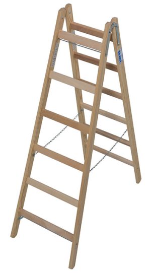 Stabilo® Professional Sprossen-DoppelLeiter - Holz - Arbeitshöhe 3.00 m - 2 x 6 Sprossen