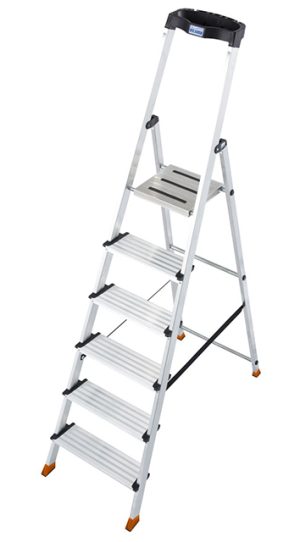 Monto® Sepuro® Stufen-StehLeiter - Alu - Arbeitshöhe 3.25 m - 1 x 6 Stufen