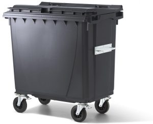 770 Liter Standard Kunststoffcontainer Anthrazit mit 4 Lenkrollen davon 2 mit Bremse
