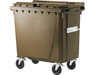 660 Liter Kunststoffcontainer Braun mit 4 Lenkrollen davon 2 mit Bremse