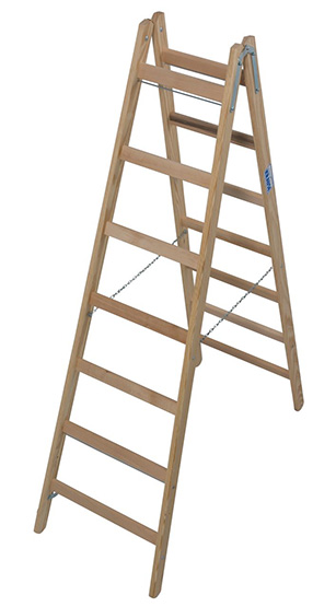 Stabilo® Professional Sprossen-DoppelLeiter - Holz - Arbeitshöhe 3.30 m - 2 x 7 Sprossen