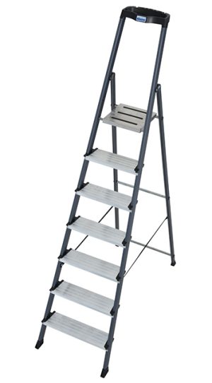 Monto® Securo® Stufen-StehLeiter, eloxiert - Arbeitshöhe 3.50 m - 1 x 7 Stufen