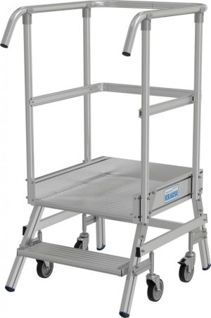 Stabilo Podestleiter fahrbar, einseitig begehbar, Alu, Arbeitshöhe bis 2.50m 1x2 Stufen