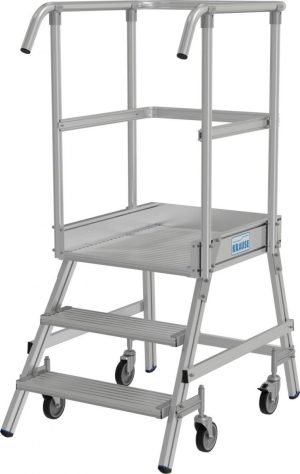 Stabilo® PodestLeiter fahrbar, einseitig begehbar, Alu, Arbeitshöhe bis 2.75m 1x3 Stufen