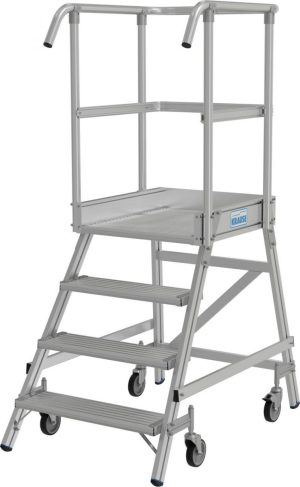 Stabilo® PodestLeiter fahrbar, einseitig begehbar, Alu, Arbeitshöhe bis 3m, 1x4 Stufen