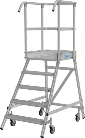 Stabilo® PodestLeiter fahrbar, einseitig begehbar, Alu, Arbeitshöhe bis 3.20m, 1x5 Stufen